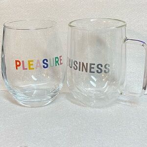 New in Original Box Business & Pleasure Double Wall Mug & Wine Glass Gift Set